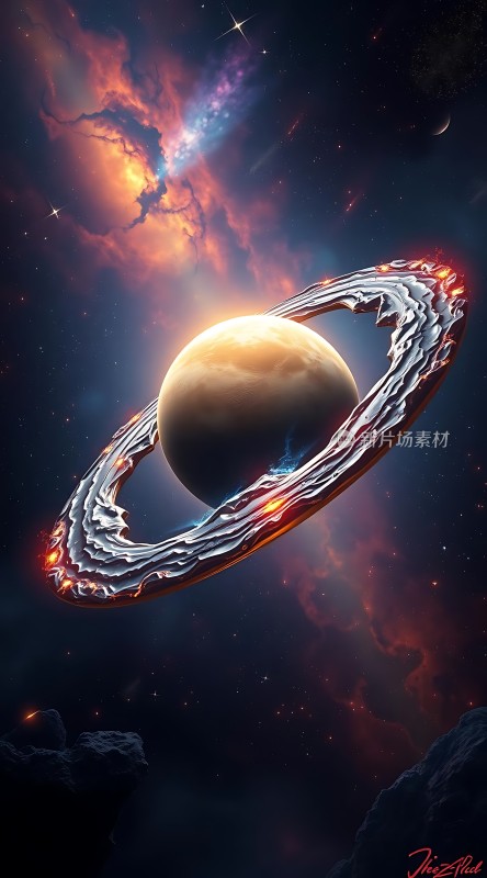 宇宙奇观神秘行星与璀璨星环