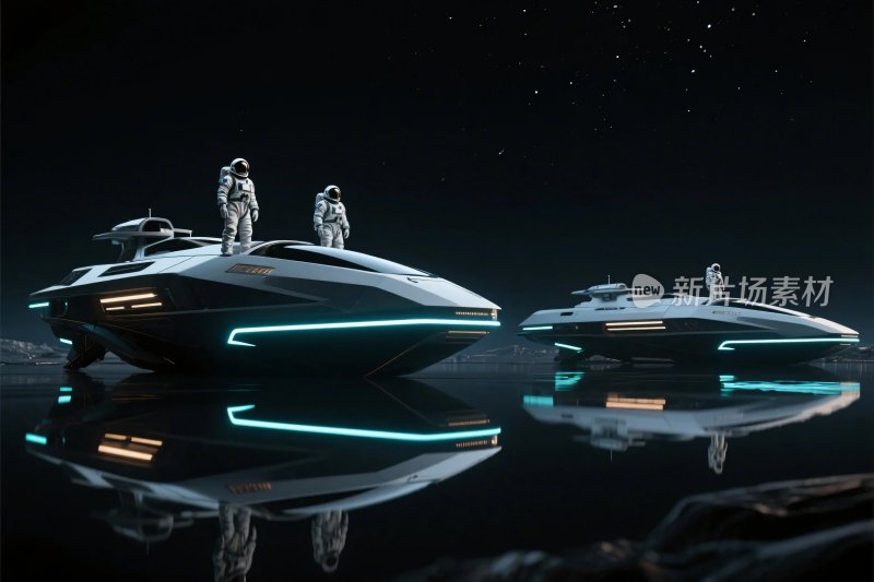 科幻风格星际飞船与宇航员场景