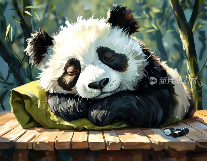 熊猫午休醒来