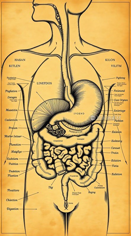 人体消化系统解剖图