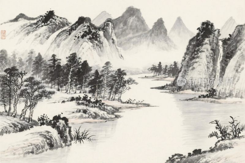 水墨山水国画