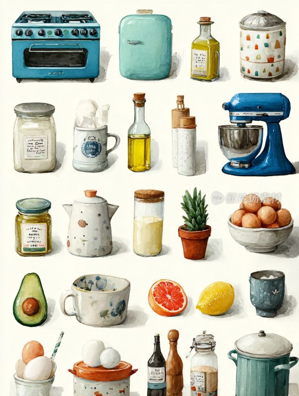 厨房用品插画集合