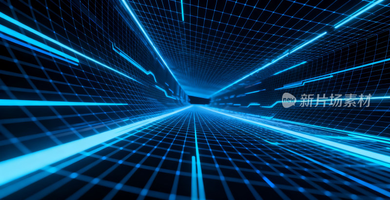 蓝色商务科技光轨光效背景