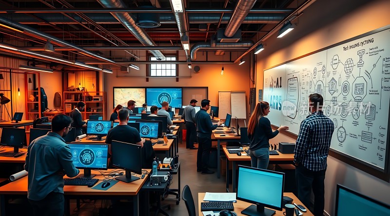 科技团队协作办公头脑风暴会议现场