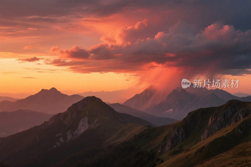 山间日落风景图