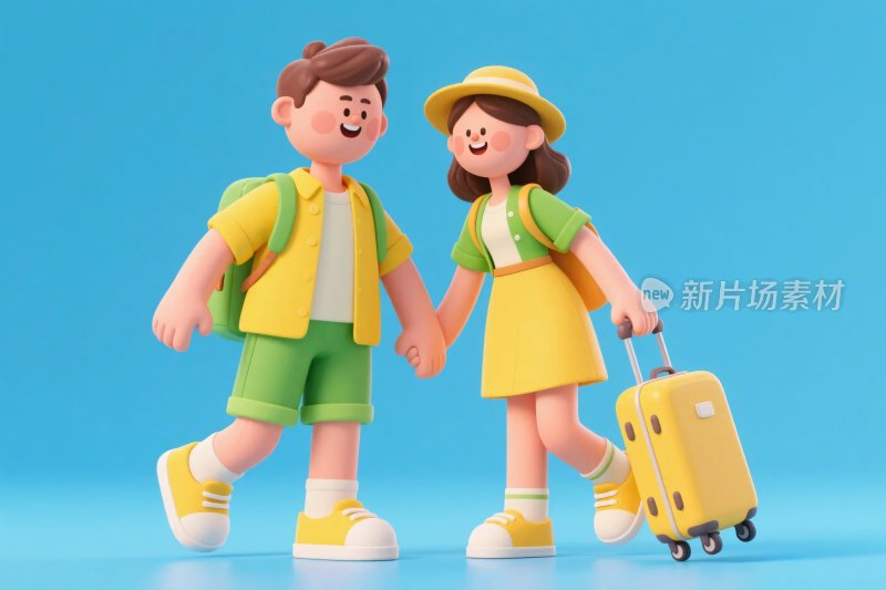 卡通出游场景人物