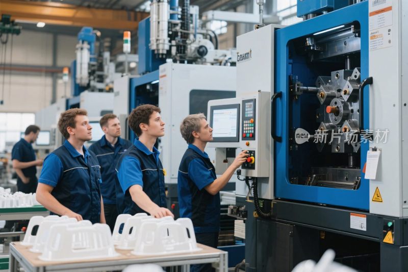 工厂工人操作机器场景