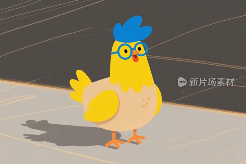 卡通戴帽戴眼镜的小鸡