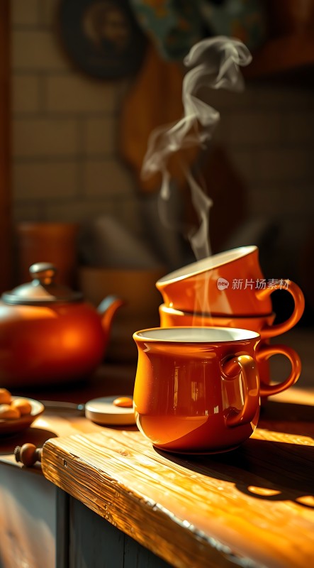 阳光下的温暖茶时光