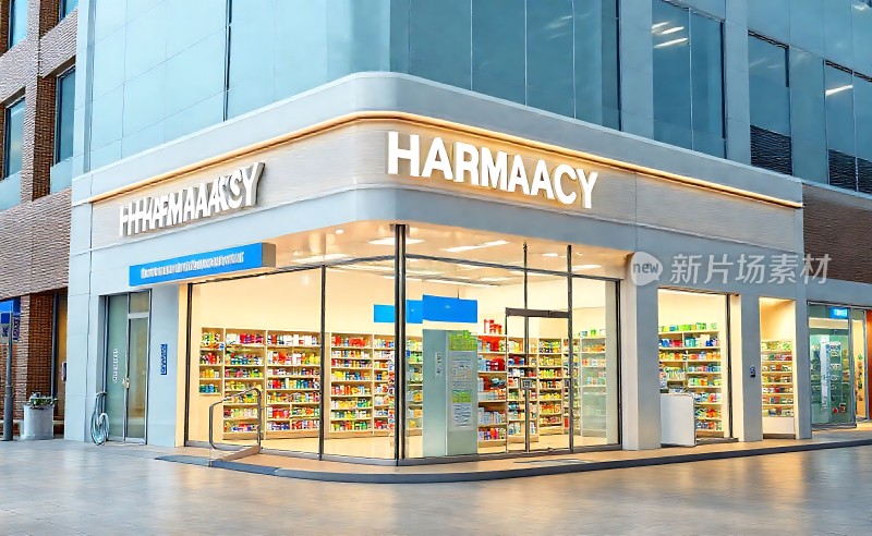 新片场素材现代药店外观展示