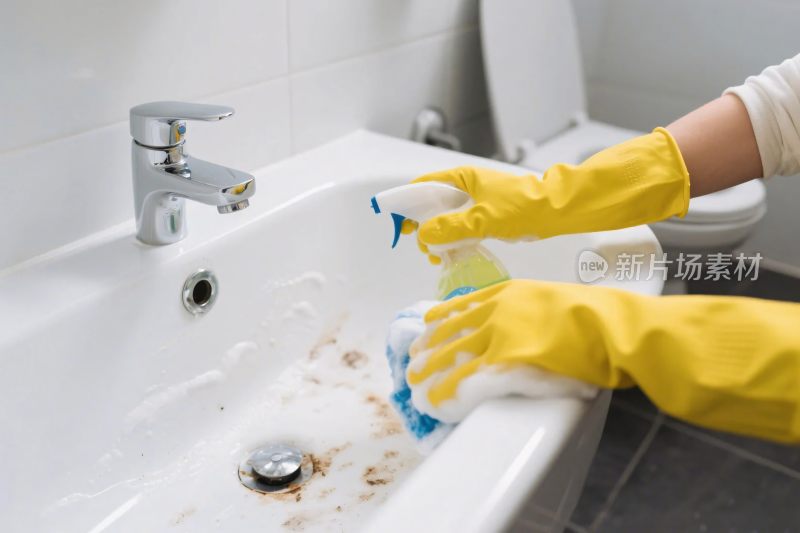 卫生间清洁操作场景