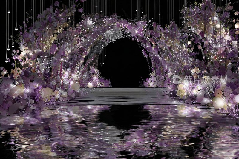 紫色梦幻婚礼拱门场景