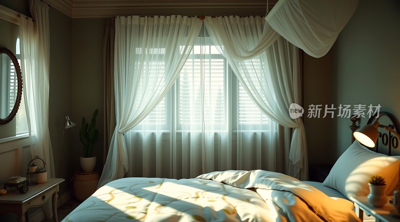 阳光洒满温馨卧室宁静舒适尽在眼前