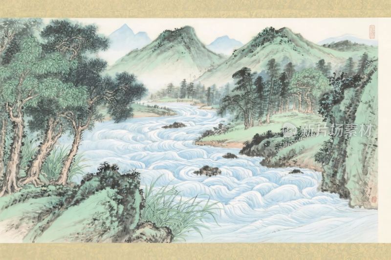 传统山水国画风景