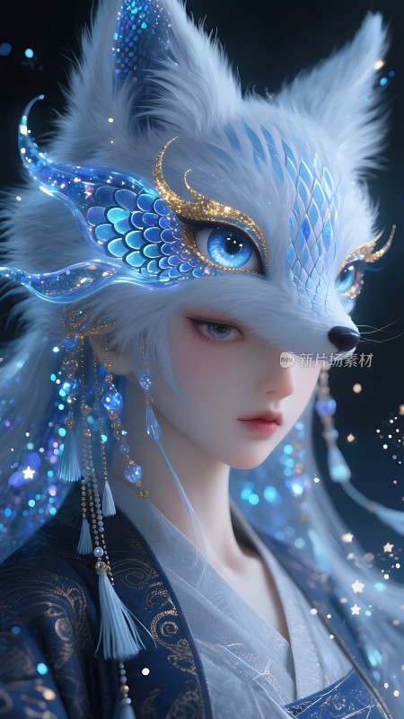 冰蓝狐影神秘优雅