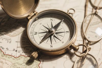 复古指南针与地图