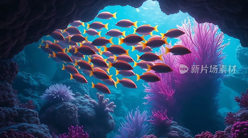 海底世界奇观色彩斑斓的小鱼与珊瑚共舞