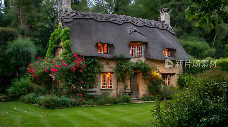 乡村小屋绿意盎然温馨家园