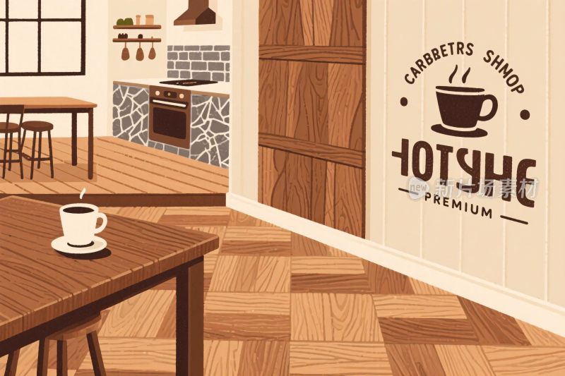 咖啡馆室内插画