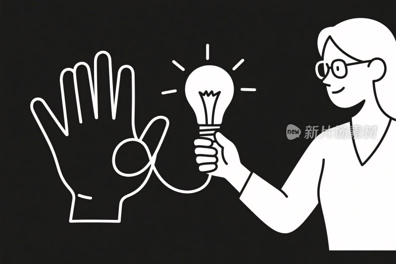 创意灯泡手掌插画