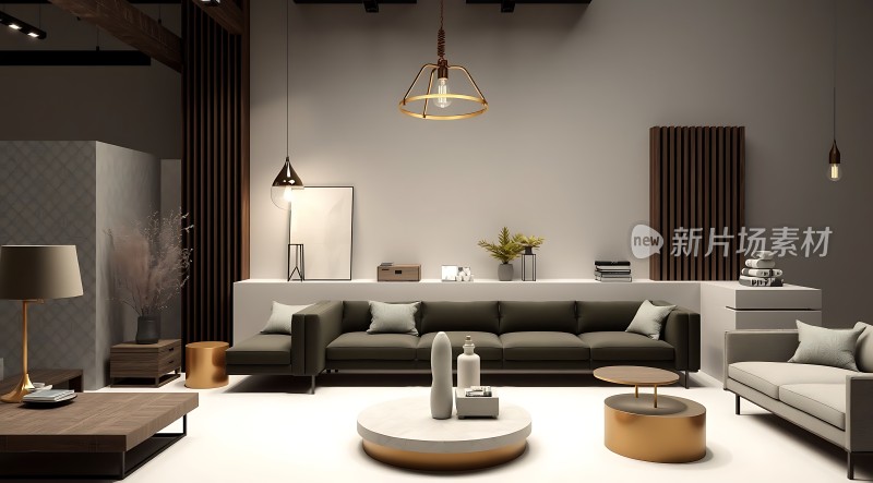 现代简约客厅设计时尚家具与装饰品展示