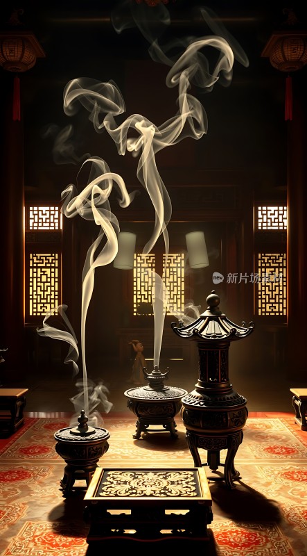 古香古色室内烟雾缭绕