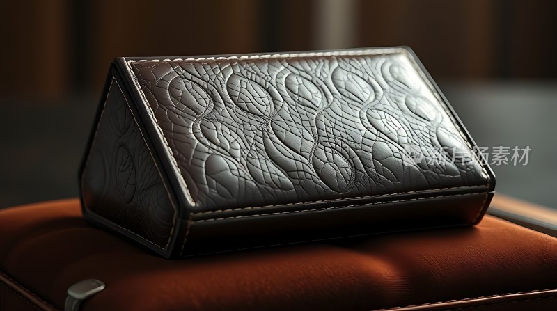 黑色皮质手提包纹理清晰质感十足