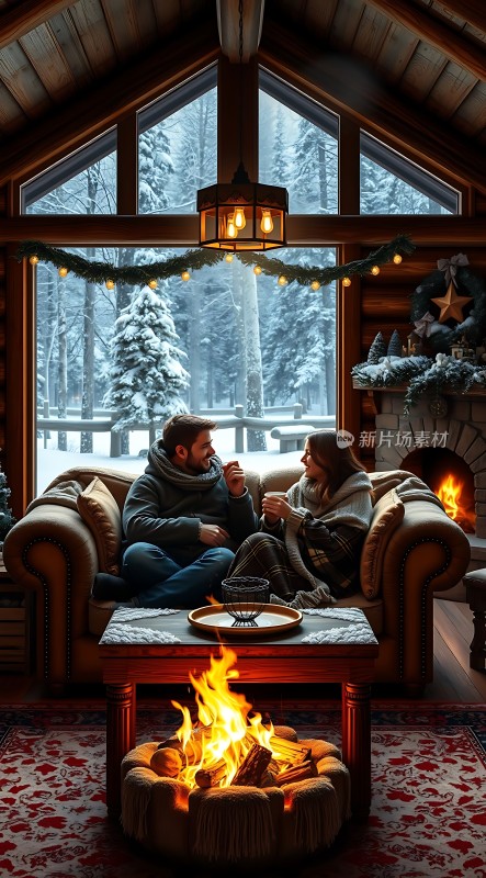 冬日暖炉旁的温馨时光