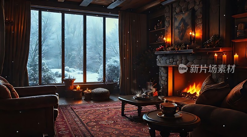 冬日暖炉旁的温馨时光