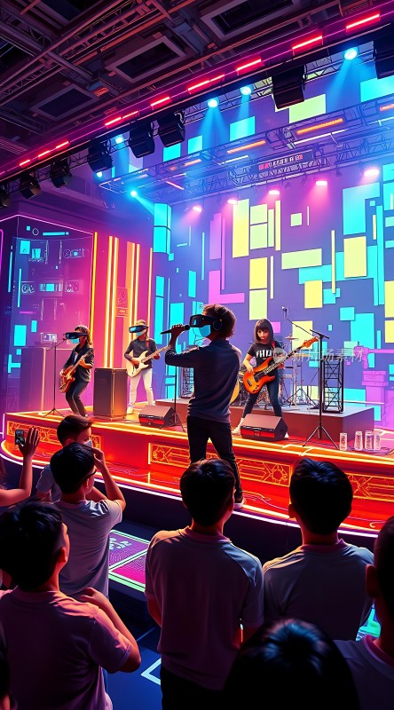 虚拟现实音乐会现场观众互动热烈