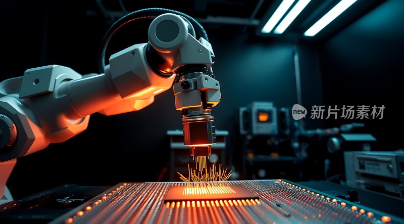 智能机器人精准操作科技感十足的生产线