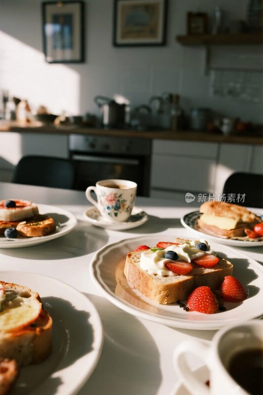 温馨早餐厨房餐桌场景