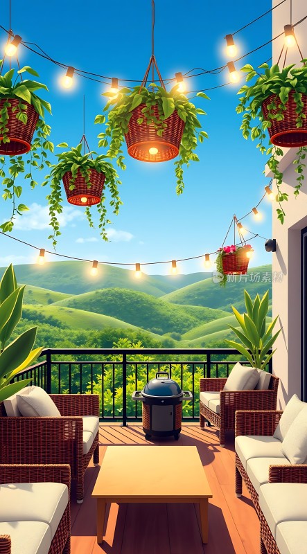 阳光阳台绿意盎然休闲时光