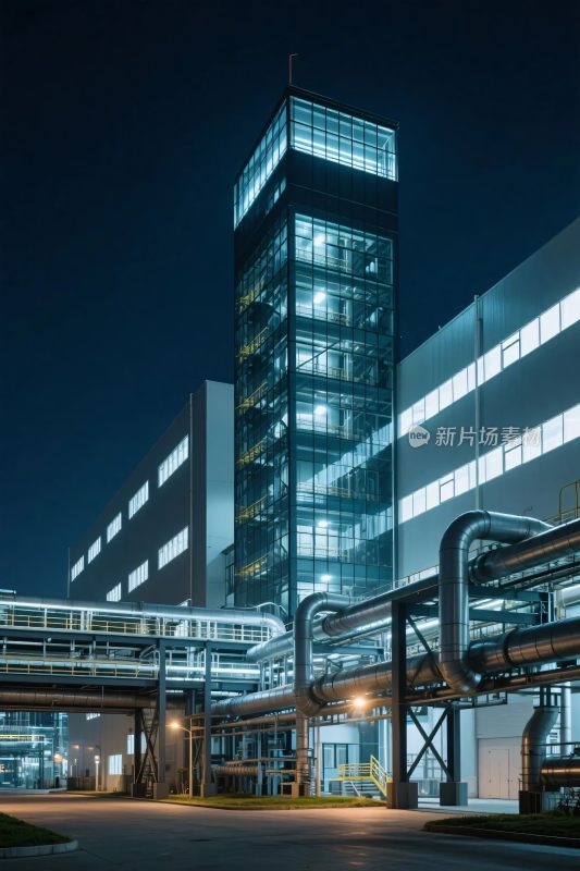 现代工业建筑夜景