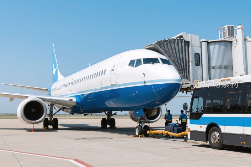 机场客机廊桥停靠