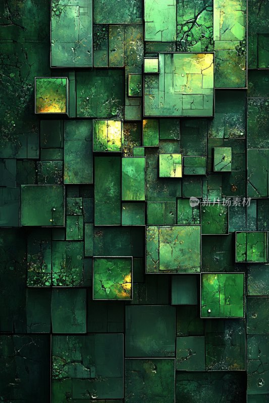 绿色方块拼接抽象背景
