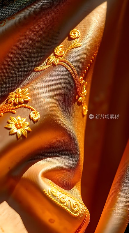 金色刺绣布料细节特写