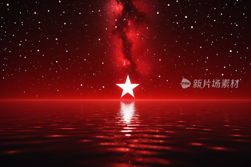 星空夜空海洋中央一颗孤星高清背景图片