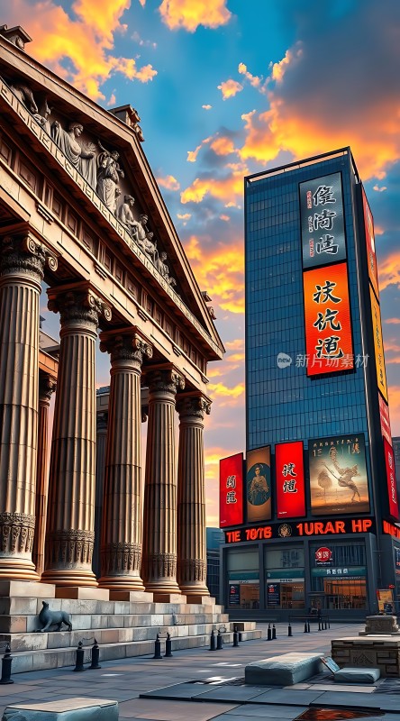 现代与古典交融的城市景观