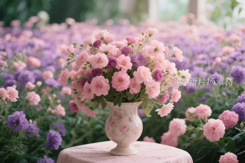 花瓶中绽放的多彩花卉