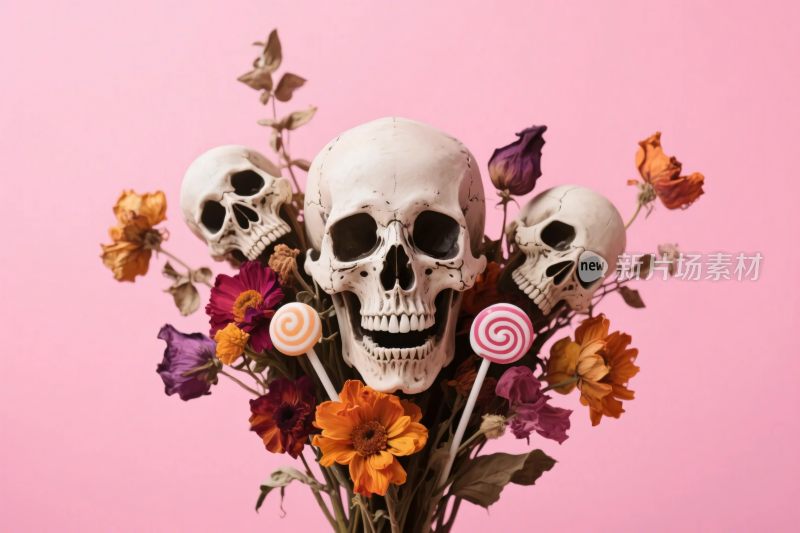 骷髅花束创意图