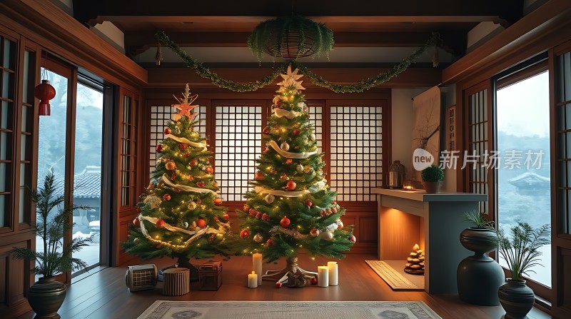 圣诞树装饰温馨客厅