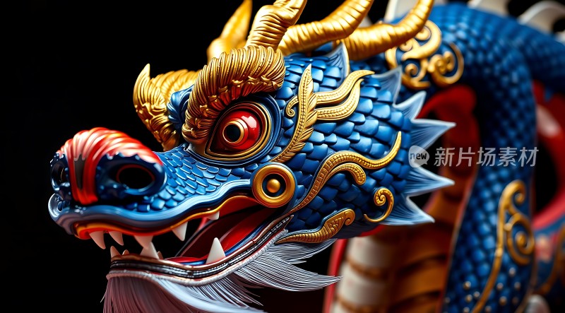 蓝色龙首金鳞红眼威武雄壮