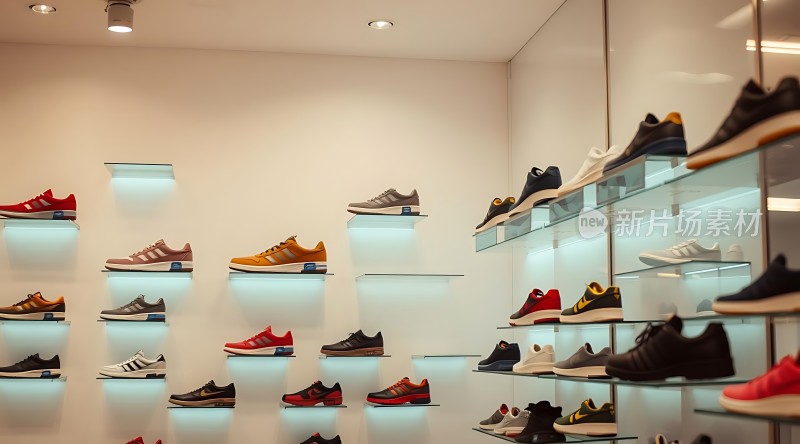 运动鞋陈列展示色彩丰富多样设计时尚前卫
