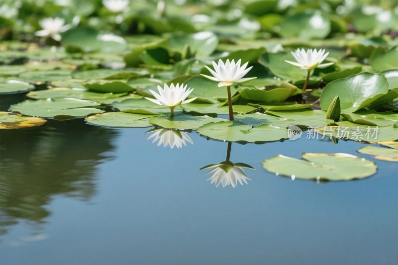 湖中荷花与荷叶