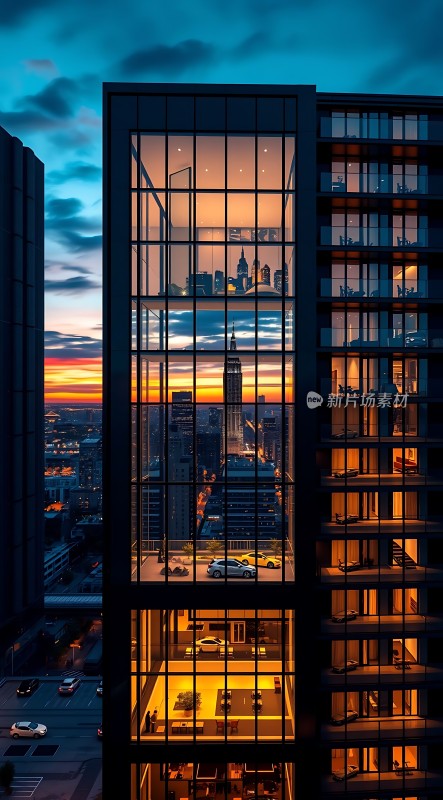 摩天大楼夜幕下的璀璨光芒