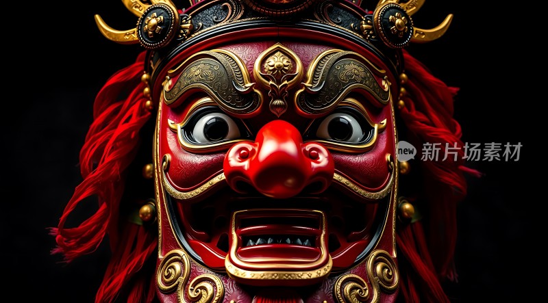 红色面具金线刺绣威武雄壮