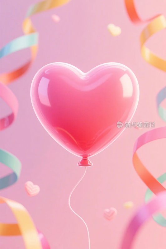 粉色爱心气球彩带装饰