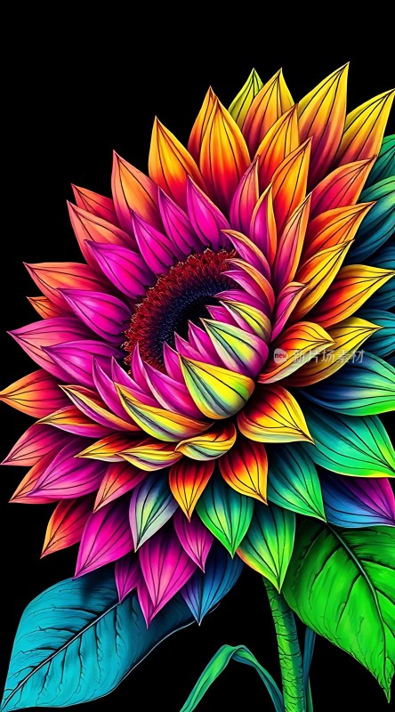 五彩斑斓的花朵绽放