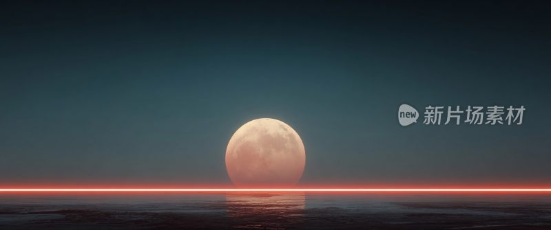 海上升起的巨大满月景象